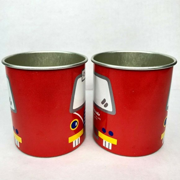 Sanrio Fancy Friends Vtg 2 Tin Cup Bundle Red Bus Chicago 1977 Japan Made Kawaii - Picture 9 of 9
